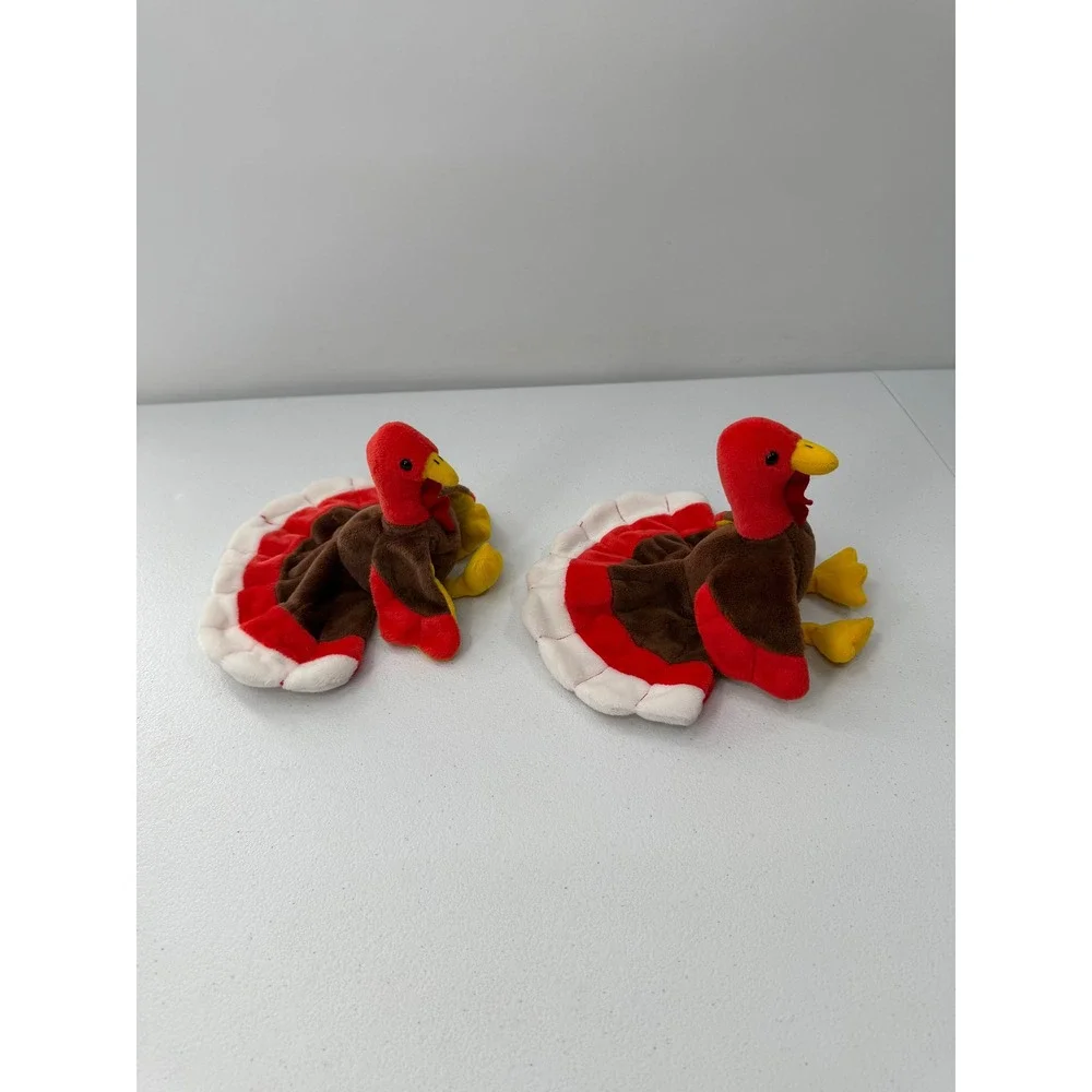 Ty Beanie Babies Gobbles Turkey Plush 1996 Vintage Thanksgiving Brown Red 9 inch